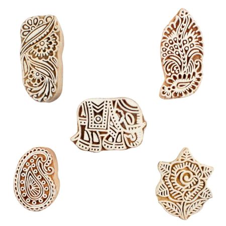 Set of 5 Piece New Mix Wooden Printing Blocks